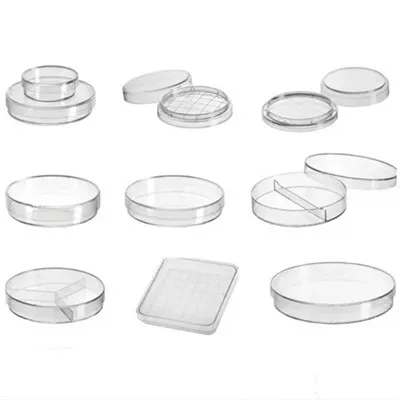Cawan Petri Plastik 90mm untuk Laboratorium, Plat 2 Bagian
